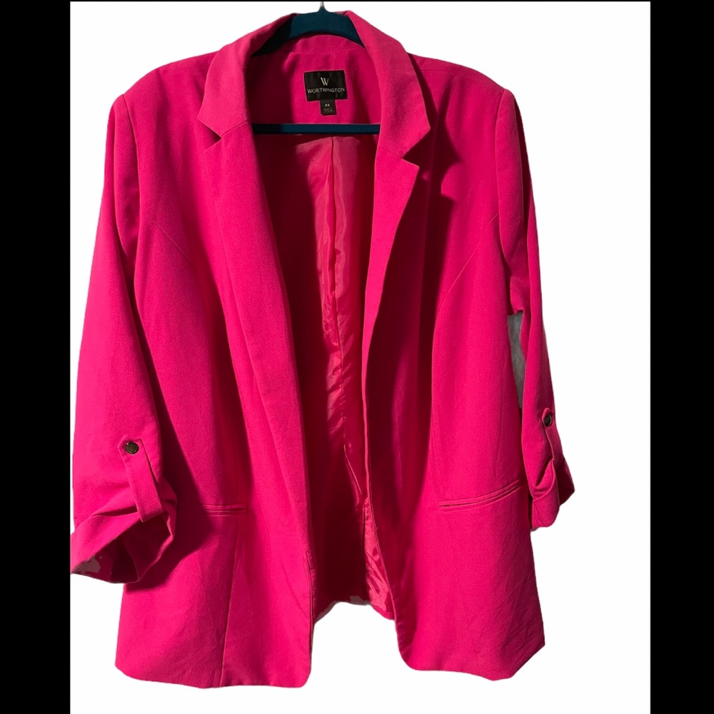 Worthington Hot Pink open front blazer